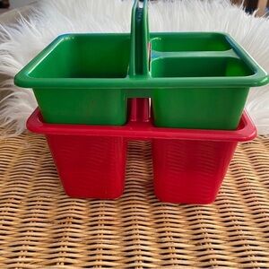 Stackable Plastic Kids Arts & Crafts Caddies Red and Green